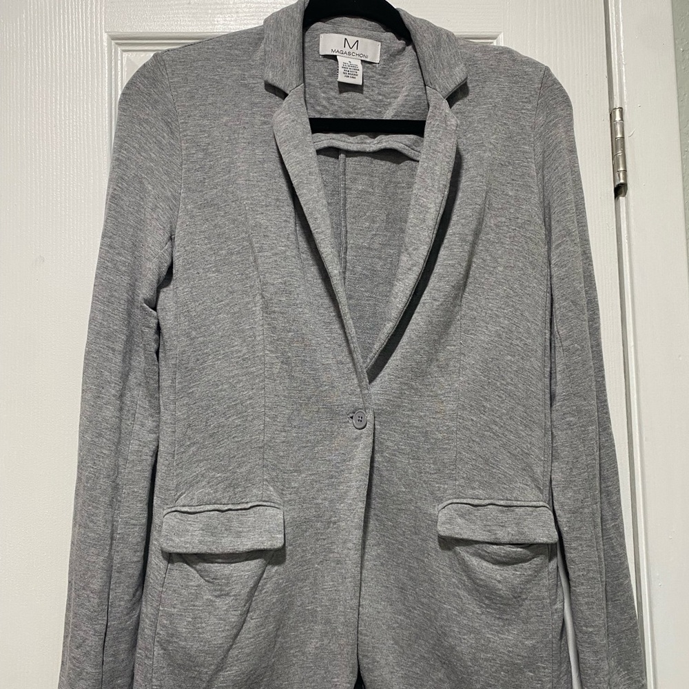 MAGASCHONI Blazer Size Small Stretch Rayon Jersey Cardigan Jacket One Button